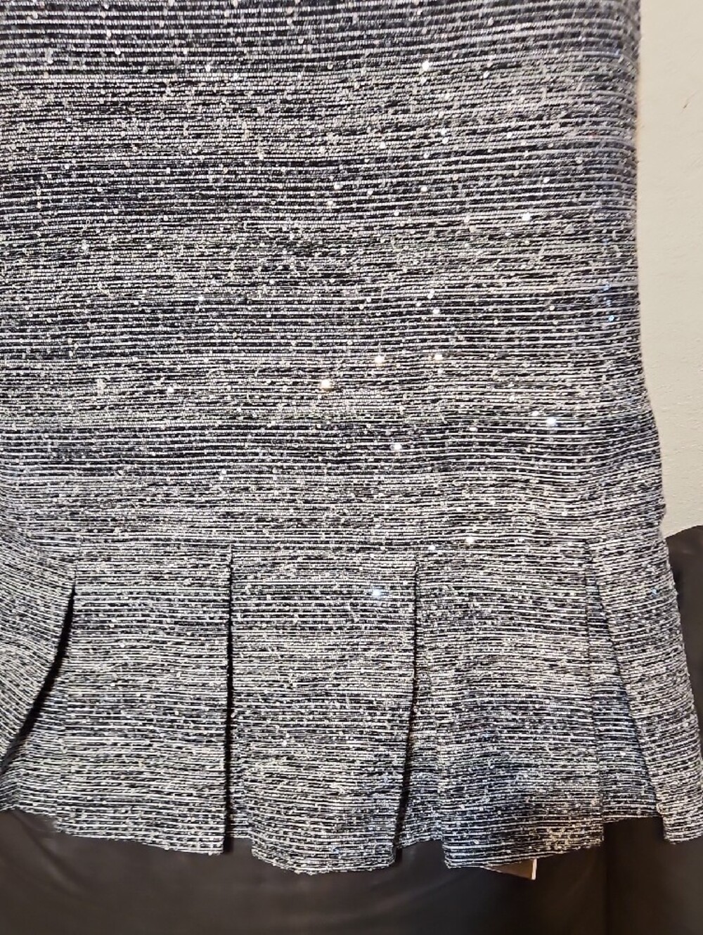 Sleeveless Sparkle Tweed Lined Mini Dress in Black and Silver - Picture 3 of 8